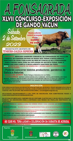 XLVII Concurso-Exposición de ganado  vacuno  el sábado 2 de septiembre de 2023