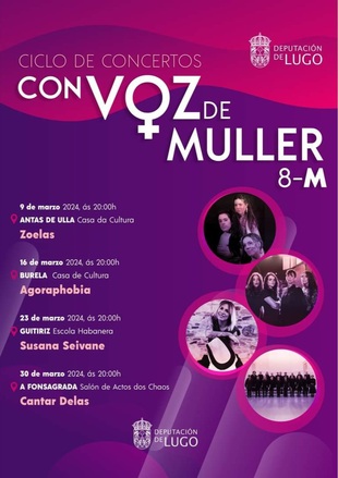 Concierto de Cantar Delas del ciclo "Con Voz de Mujer 8-M" de la Diputación de Lugo el sábado, 30 de marzo de 2024