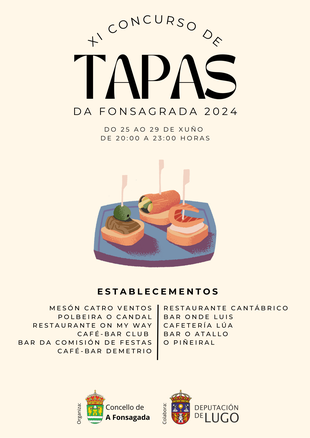 XI Certamen de Tapas de A Fonsagrada del martes 25 al sábado 29 de junio de 2024